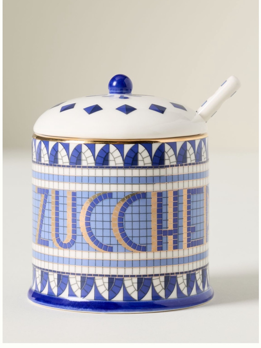 Anthropologie Bistro Tile Stoneware 24k Gold Accent Italia Sugar Serve Set